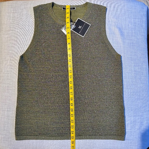 Melanie Lyne Shell XL • Metallic Green Sparkle Knit Top • NWT • Evening Glam - Picture 6 of 9